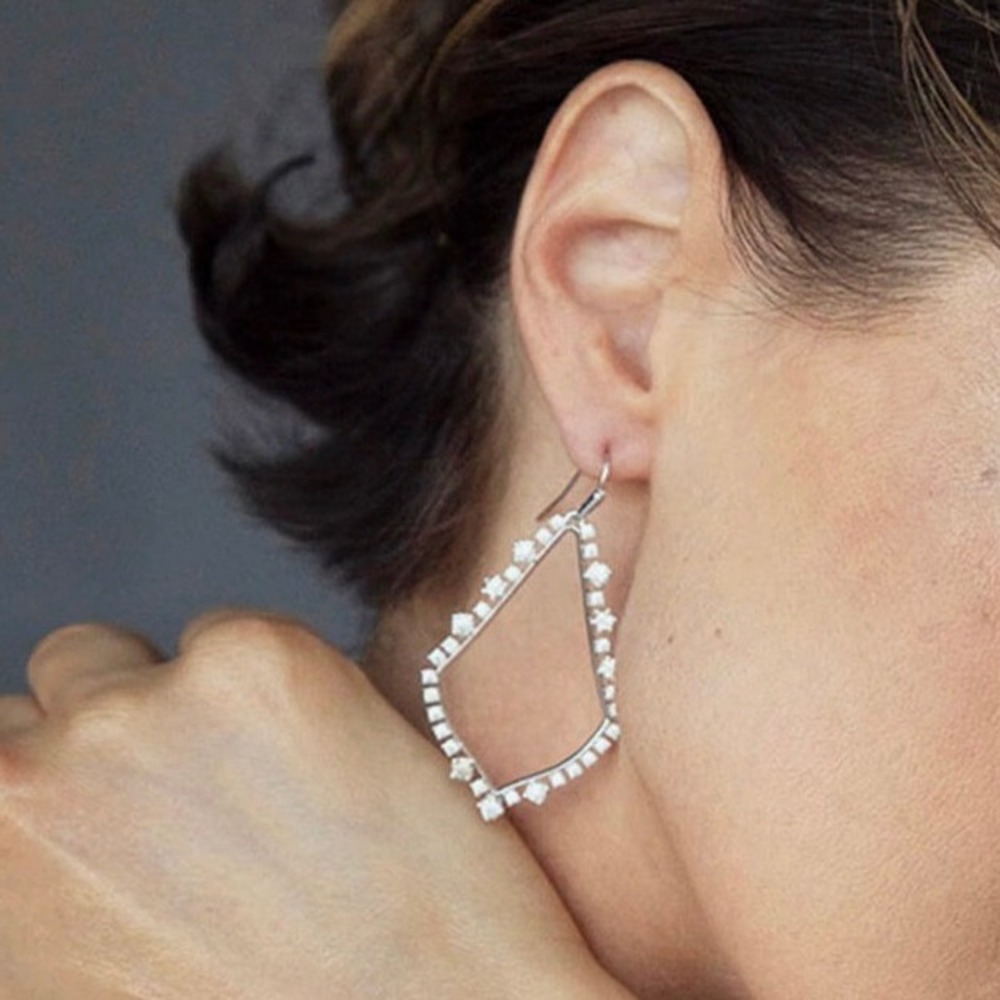 Kendra Scott Sophee Crystal Drop Earrings Silver Rhodium Plated White Crystals - Picture 4 of 5
